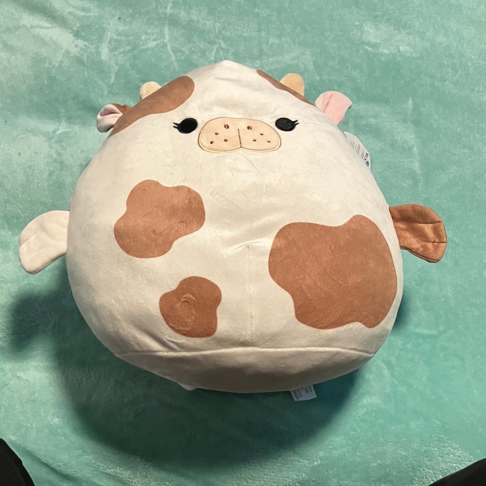 Squishmallows Mopey Cow Plush with Cream and Brown